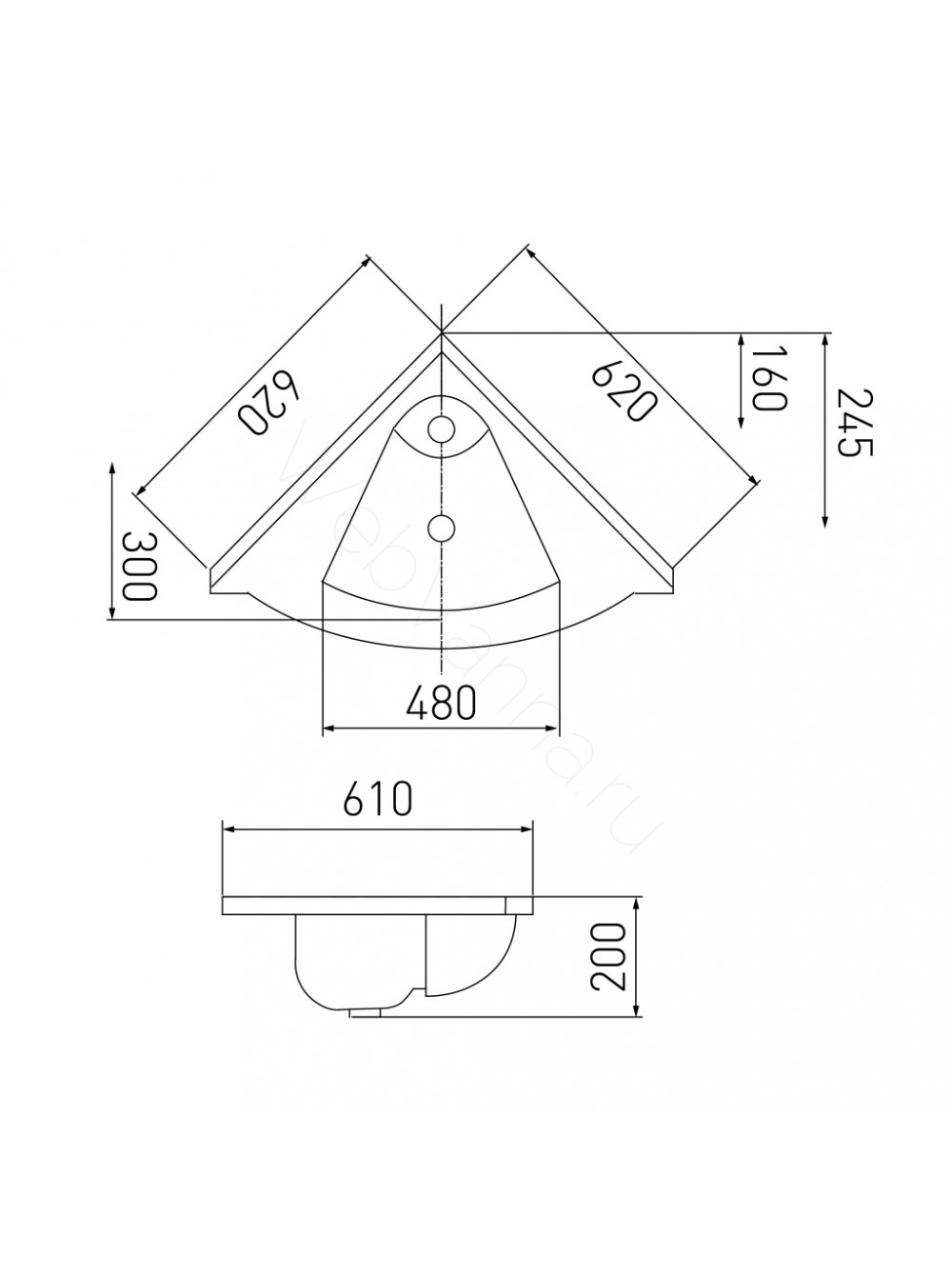 Раковина Акватон Сергей (1a700131sr010) (62 см)